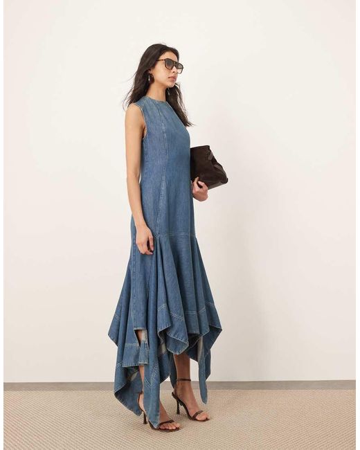 Vestido Vaquero Midi De Corte Cuadrado De -Azul ARRANGE de color Blue