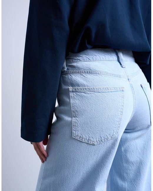 TOPSHOP Blue Mid Rise Wide Leg Jean