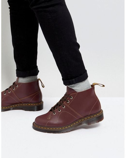 Dr. Martens Red Church Monkey Lace Up Boots In Oxblood for men