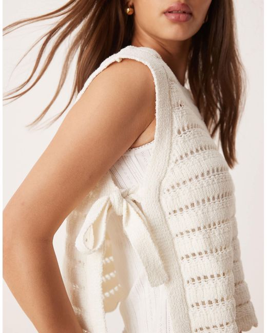ASOS White Chunky Open Stitch Tank Top With Side Ties