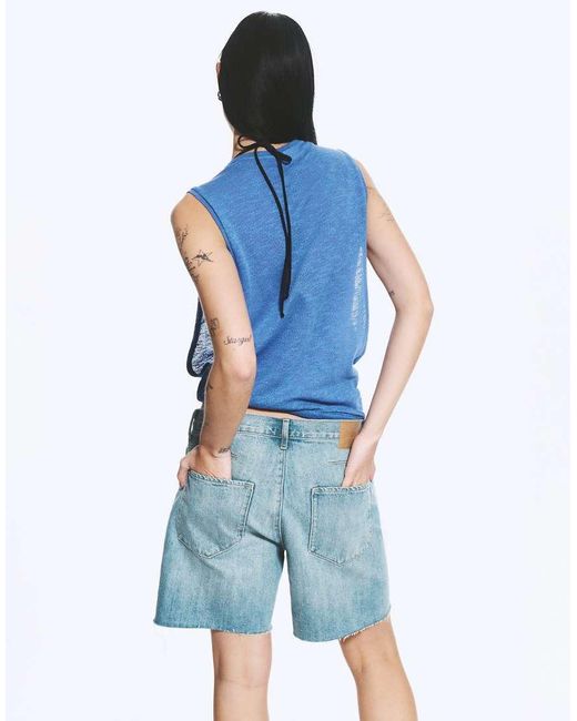 Weekday Blue Dropped Armhole Tank