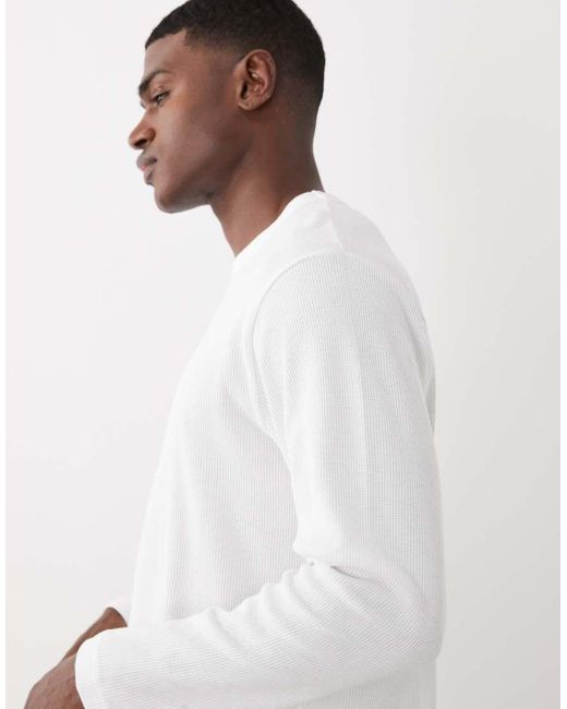 Cotton On White Textured Long Sleeve T-Shirt for men