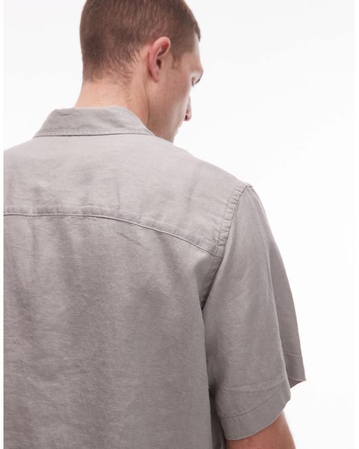 ARKET Gray Pure Linen Relaxed Short Sleeved Shirt for men