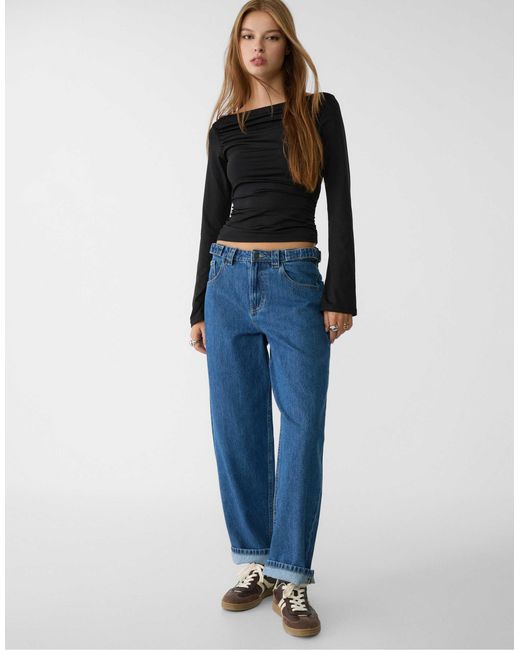 Stradivarius Blue – langärmliges t-shirt