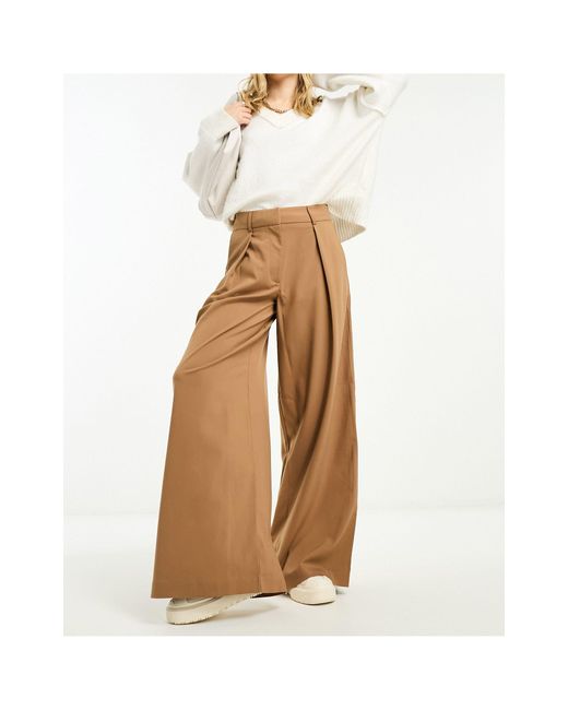 SELECTED White Femme Tailored Wide Leg Trousers With Pleat Front
