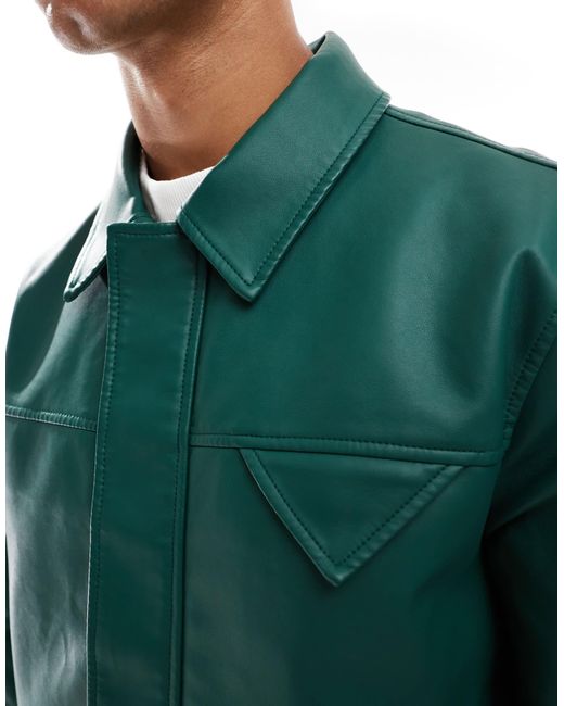 ASOS Green Faux Leather Jacket for men