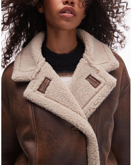 TOPSHOP Natural Oversized Long Car Coat