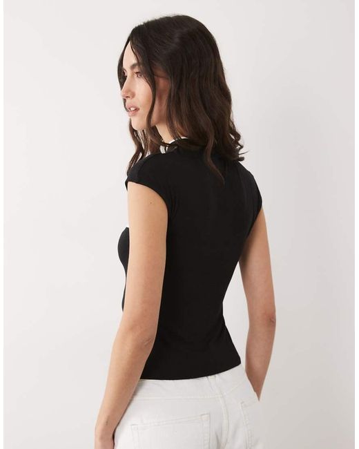 ASOS Black Short Sleeve With Rouleau Loop With Cut Out Top