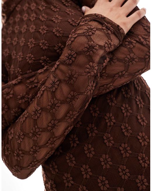 Bardot Brown – langärmliges maxikleid aus spitze