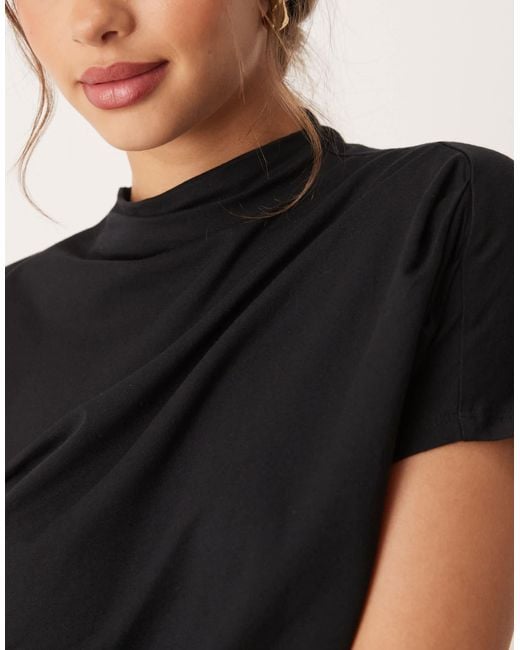 ASOS Black Twist Shoulder Drapey Top