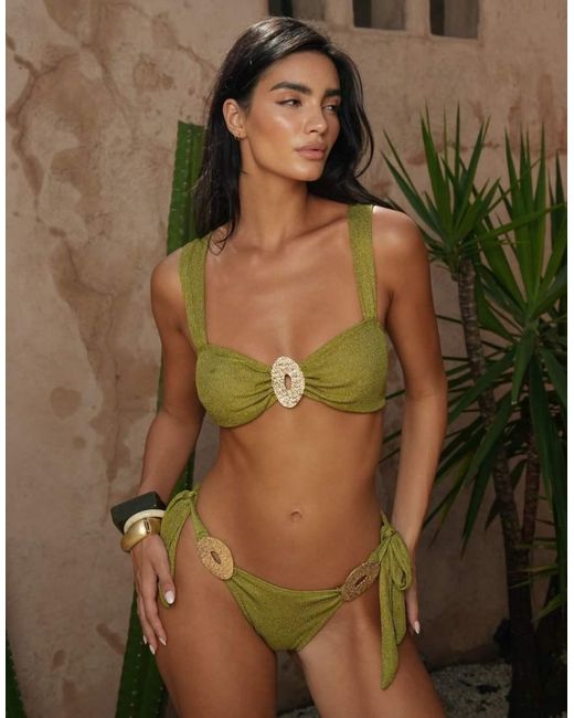 Moda Minx Green X Zoe Servini Glitter Bralet Bikini Top