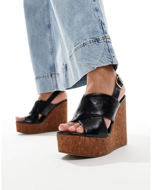 ASOS Blue Tamara Cross Strap Wedges