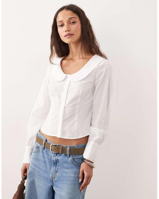 Miss Selfridge White Fitted Peterpan Collar Shirt