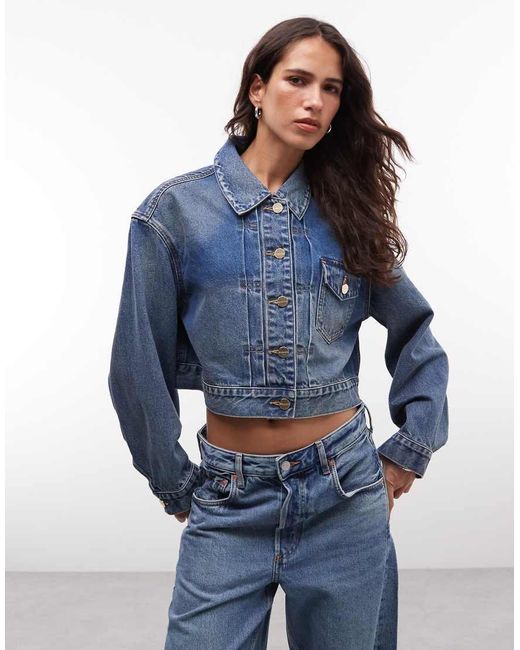 AllSaints Blue Blink Cropped Denim Jacket