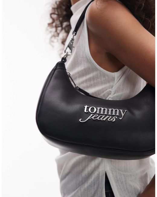 Sac porté épaule à inscription logo Tommy Hilfiger en coloris Black