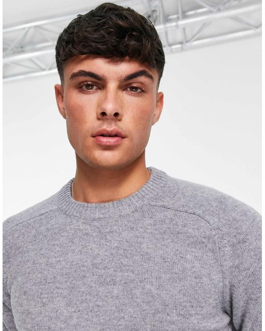 Homme - pull ras SELECTED pour homme en coloris Gray