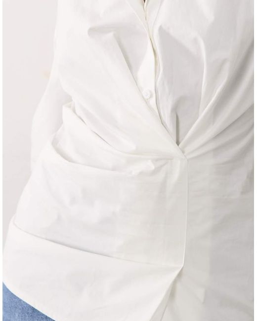 ASOS White Cinched Wrap Cocoon Sleeve Shirt