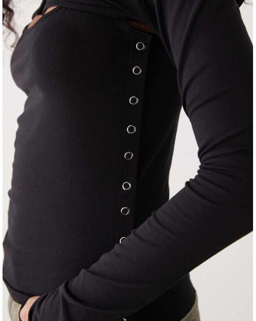 Weekday Black Bolero Detail Long Sleeve Top