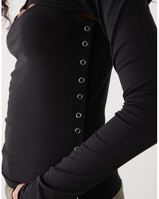 Weekday Black Bolero Detail Long Sleeve Top