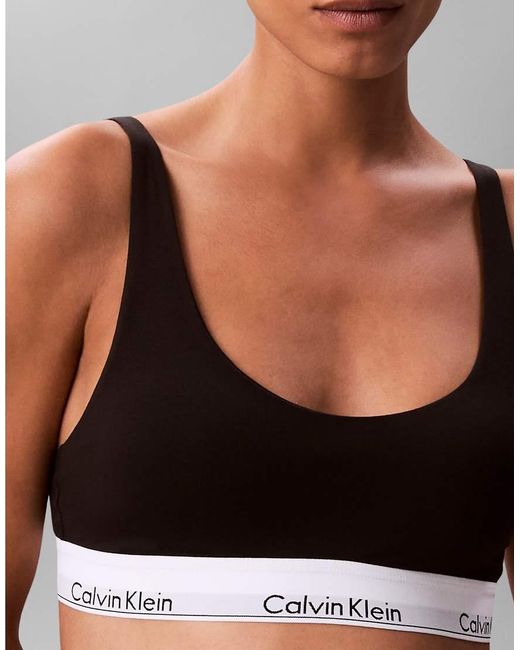 Calvin Klein Black Lightly Lined Icon Cotton Modal Scoop Bralette