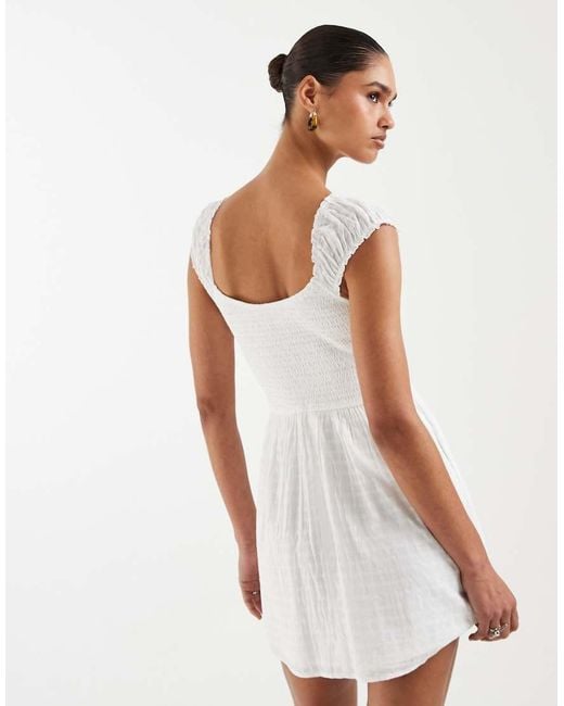 Hollister White Milkmaid Mini Dress With Built