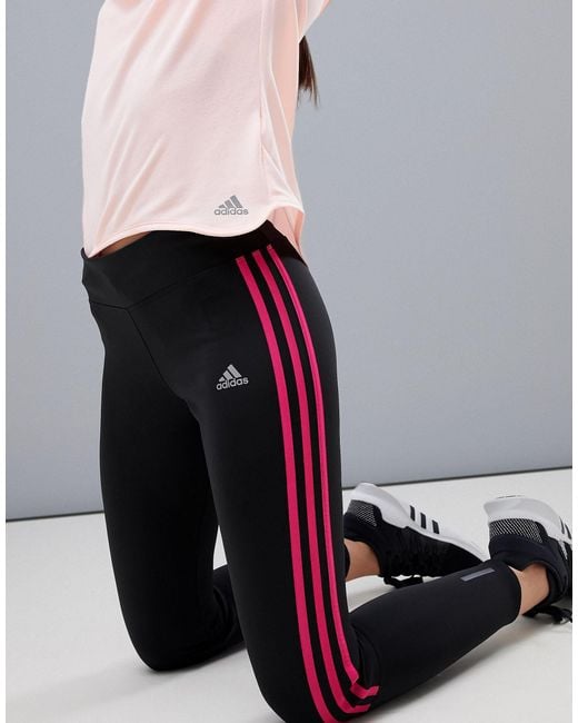 adidas Originals Running Response Three Stripe Leggings In Black And Pink |  Lyst UK