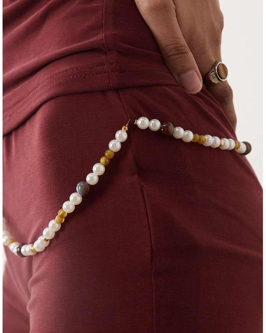 Motel Red Nissa Mini Shorts Wtih Pearl Detail
