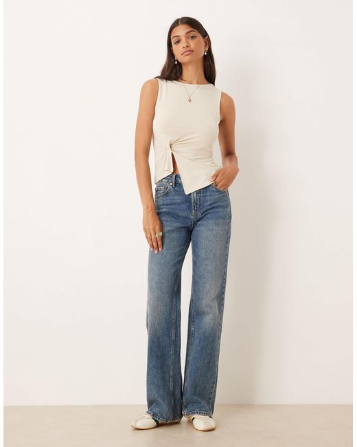 ASOS Natural Modal Side Knot Cinched Waist Tank Top