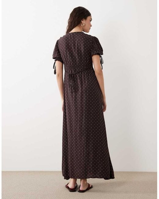 Miss Selfridge Brown Spun Button Through Maxi Tea Dress