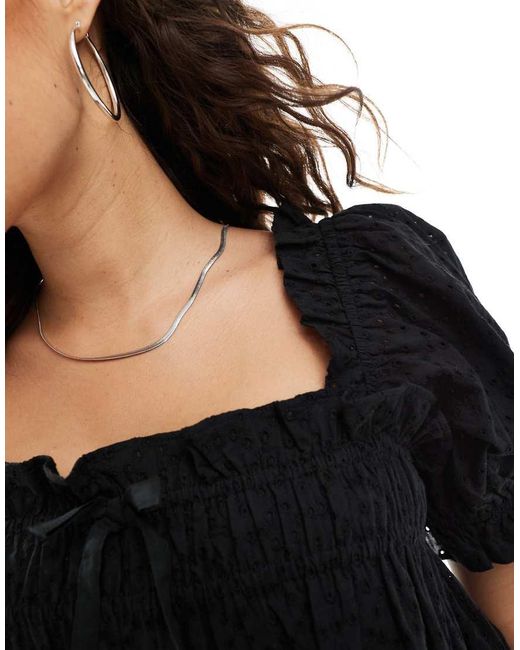 Miss Selfridge Black Broderie Smock Dress
