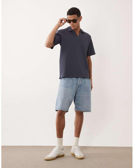 Jack & Jones Blue Split Neck Polo for men