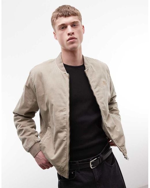 AllSaints Natural Forres Zip Through Logo Bomber Jacket for men