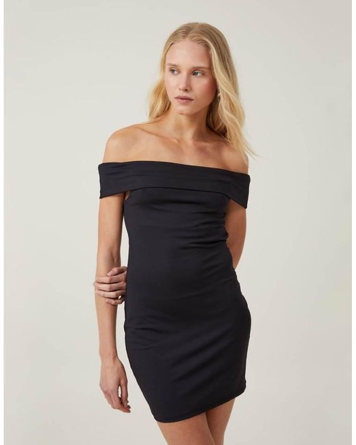 Cotton On Off Shoulder Luxe Mini Dress in Black Lyst UK