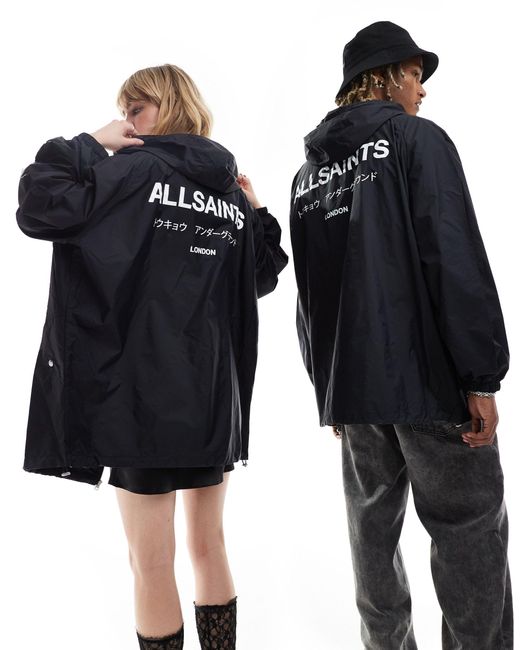 Underground - giacca leggera unisex nera con finitura impermeabile di AllSaints in Black