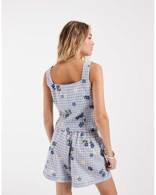 Vero Moda Blue Square Neck Top