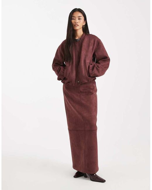 4th & Reckless Purple Super Soft Faux Suede Zip Through Bomber Jacket Co-ord