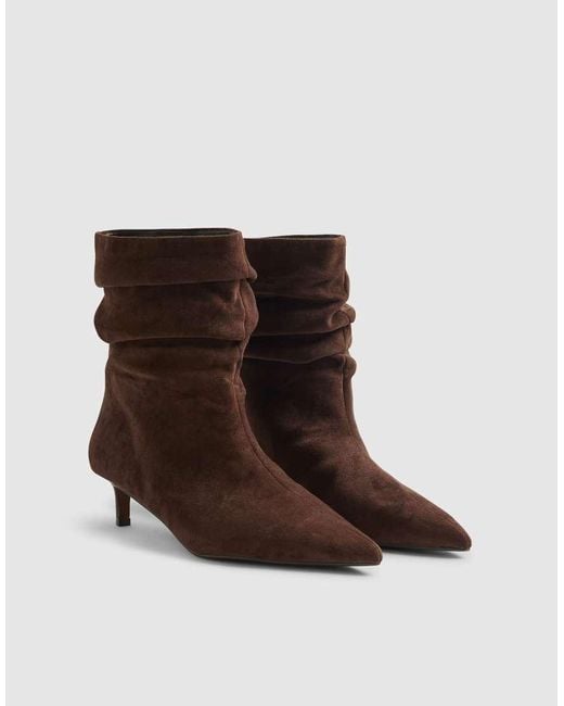 River Island Brown Faux Suede Slouchy Point Toe Boots