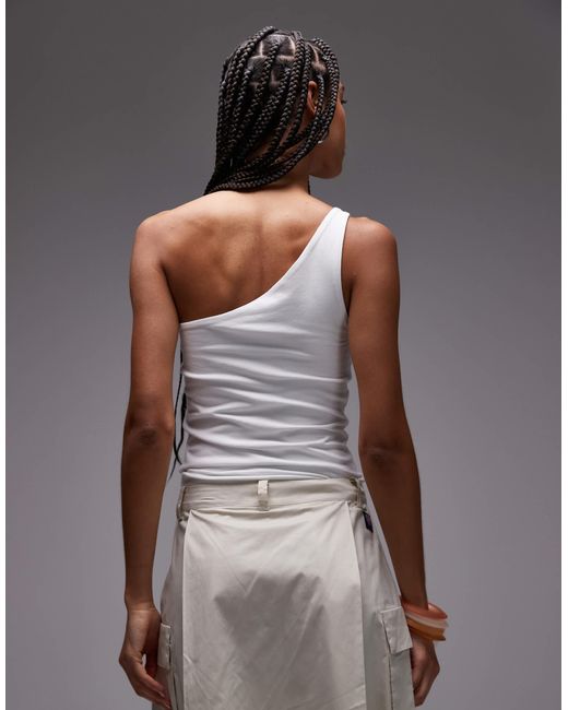 TOPSHOP Gray Premium One Shoulder Top