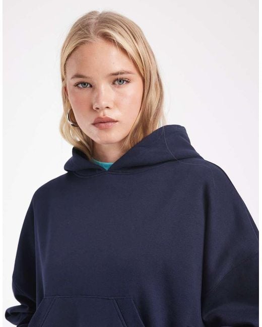 ASOS Blue Boxy Brushback Hoodie