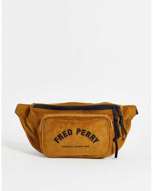 Fred Perry Brown Corduroy Bum Bag for men