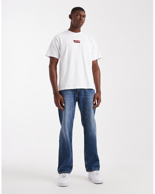 Levi's White T-shirt With Embroidered Central Batwing Logo for men