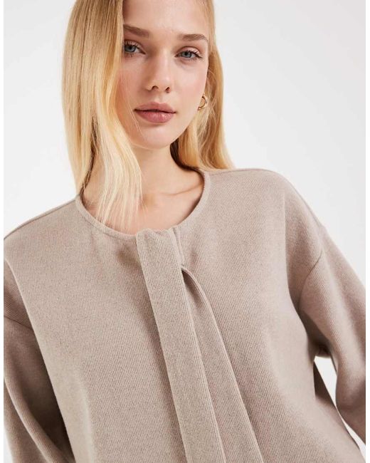 Miss Selfridge Natural Brushed Cardigan Co-ord With Tie Detail