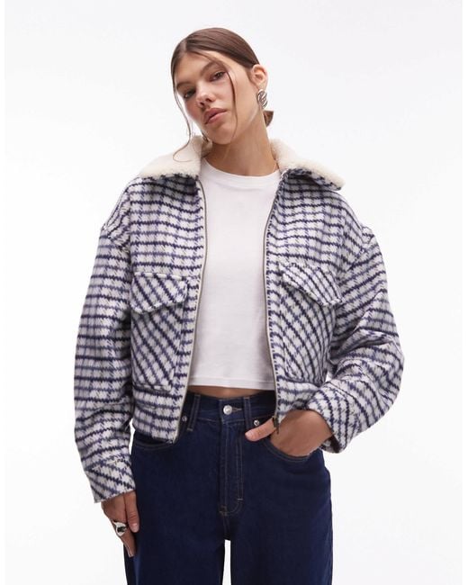Levi's Blue – knapp geschnittene trucker-jacke im 90er-stil aus wolle mit karomuster
