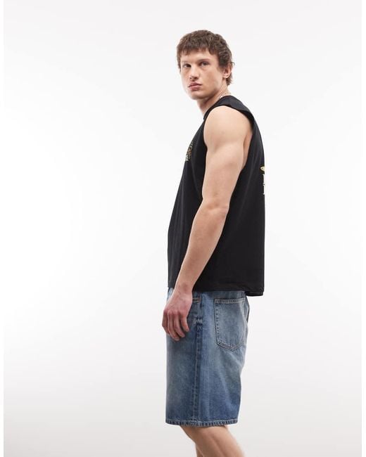 Weekday Blue Galaxy Loose Fit baggy Denim Shorts for men