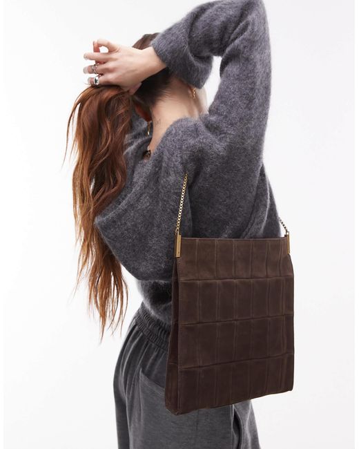 Mango Brown – schultertasche aus wildleder
