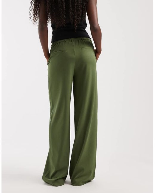 Object Green Wide Leg Tailored Trousers Bronze