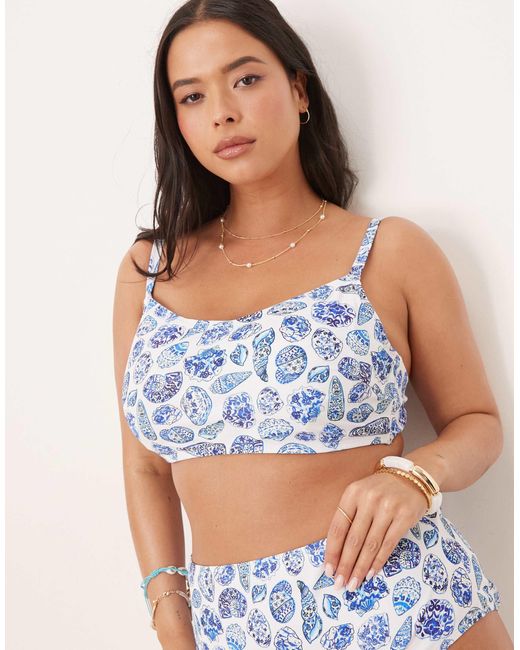 ASOS Blue Asos Design Curve Shelina Bikini Crop Top