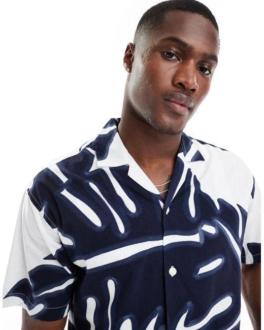 Jack & Jones Blue Premium Cotton Revere Collar Shirt for men