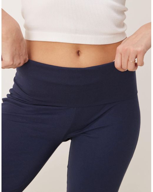Gina Tricot Blue Jersey Straight Leg Folded Trouser