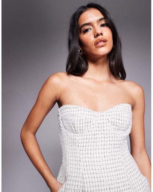 Bardot Gray Florine Boucle Strapless Tailored Mini Dress
